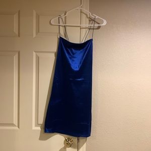 DIVIDED Satin Navy Cocktail Dress